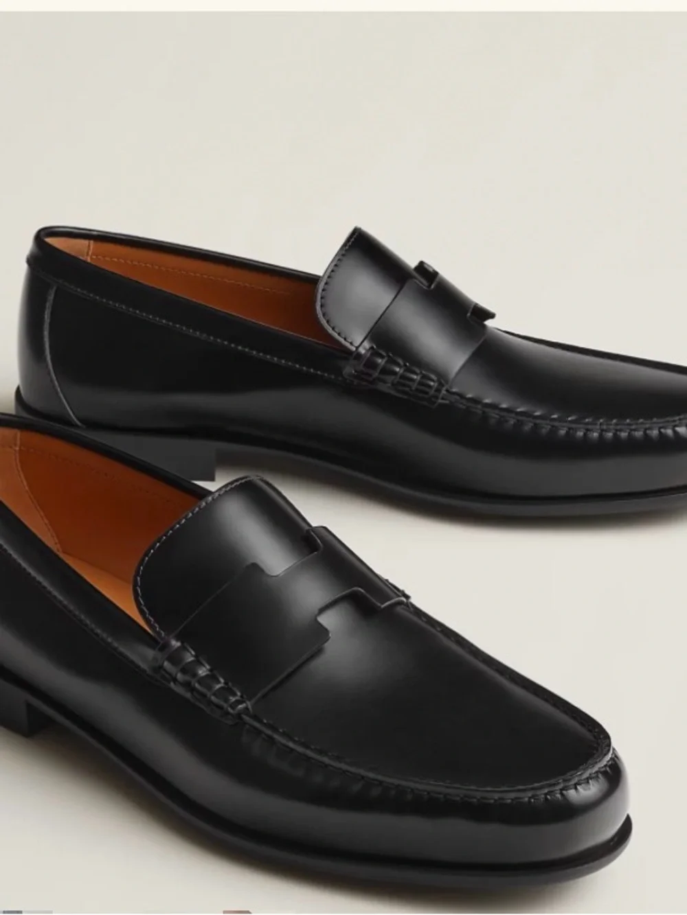 Hermes Black Leather Men's Luc Loafer